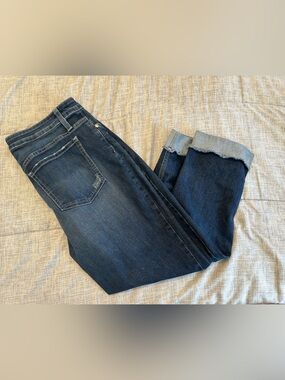 Riders by Lee Dark Blue Ankle Crop Jeans with Raw Hem